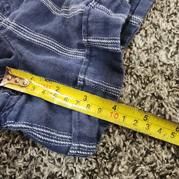 Athleta Navy Blue White Stripe Drawstring Cabo Linen Shorts Size 2 - Picture 14 of 16